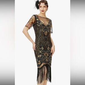 SOLD💰BABEYOND Paisley Fringe Flapper Dress